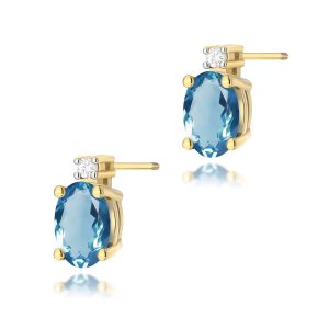 Kolczyki K0001 Topaz London Blue 2 x 0,50ct żółte złoto sztyft zakręcany
