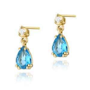 Kolczyki K0006 Topaz Swiss 2 x 0,90ct żółte złoto