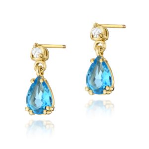 Kolczyki K0006 Topaz Swiss 2 x 0,90ct żółte złoto sztyft zakręcany