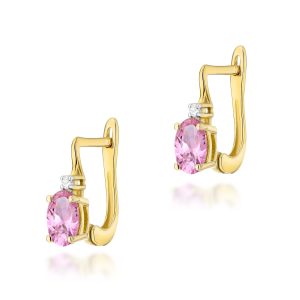 Kolczyki K0011 Szafir Różowy 2 x 0,45ct żółte złoto