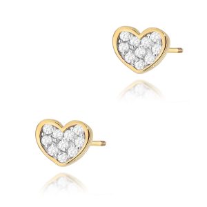 Kolczyki K0021 z diamentami żółte złoto sztyft zakręcany