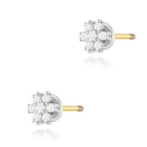 Kolczyki K0026 z diamentami żółte złoto sztyft zakręcany