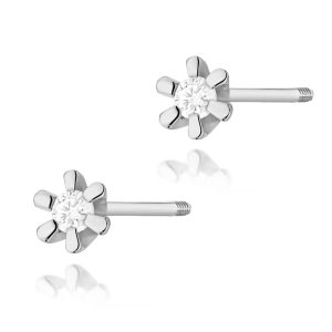 Kolczyki K0029 Diament 2 x 0,02ct białe złoto sztyft zakręcany