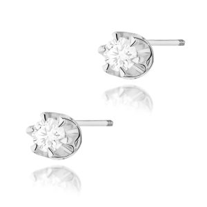 Kolczyki K0032 Diament 2 x 0,08ct białe złoto sztyft zakręcany