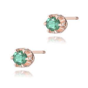 Kolczyki K0032 Szmaragd 2 x 0,15ct różowe złoto sztyft zakręcany