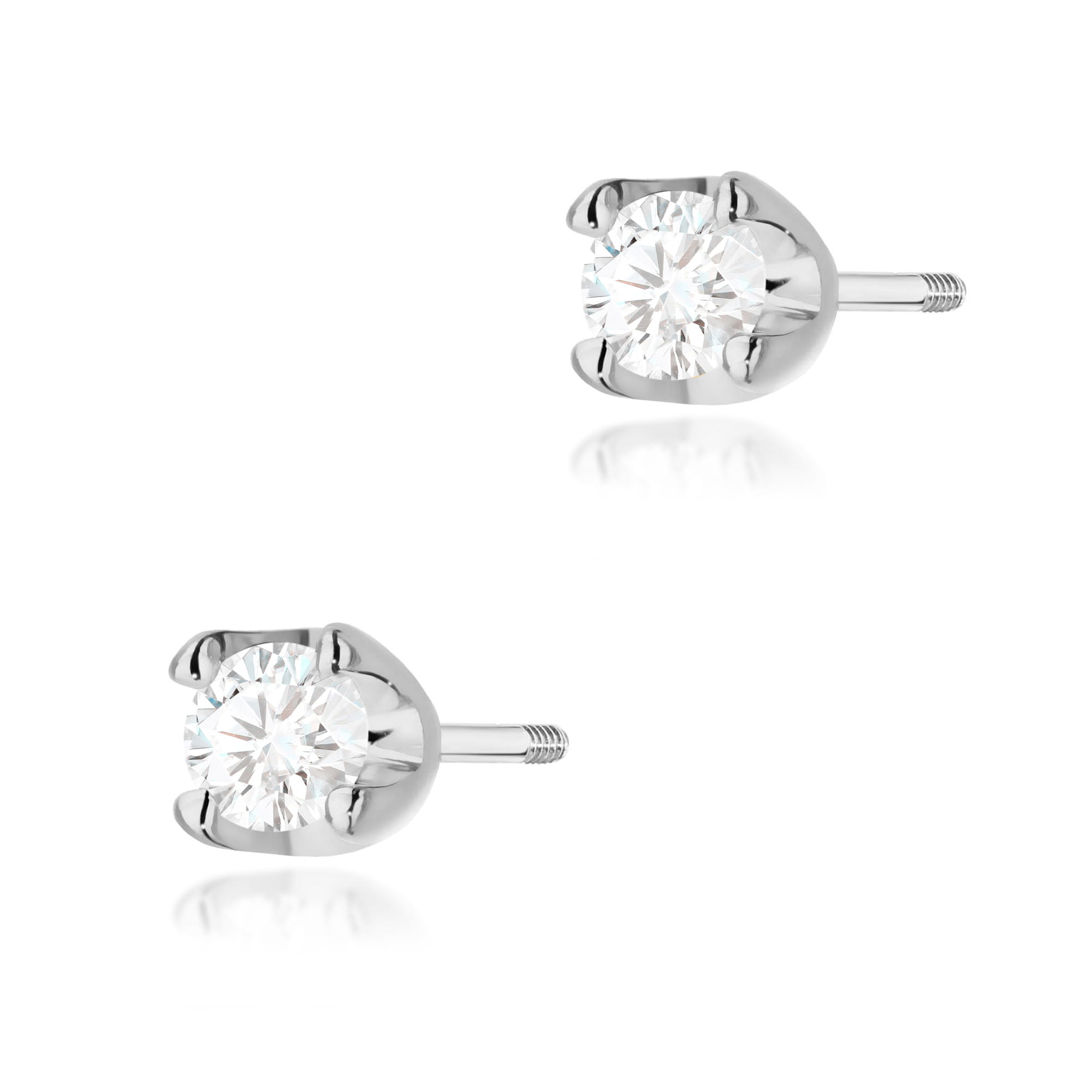 Kolczyki K0034 Diament 2 x 0,10ct białe złoto sztyft zakręcany