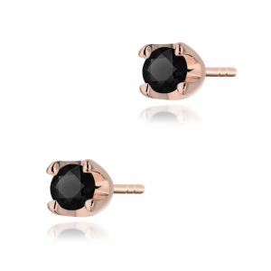 Kolczyki K0034 czarny diament 2 x 0,12ct różowe złoto