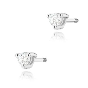 Kolczyki K0035 Diament 2 x 0,04ct białe złoto sztyft zakręcany