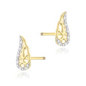 Kolczyki K0043 z diamentami żółte złoto sztyft zakręcany