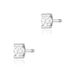 Kolczyki K0055 Diament 2 x 0,04ct białe złoto sztyft zakręcany