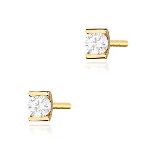 Kolczyki K0055 Diament 2 x 0,04ct żółte złoto