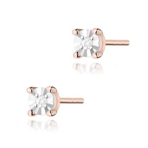 Kolczyki K0058 Diament 2 x 0,01ct różowe złoto