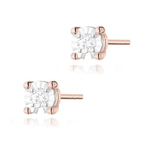 Kolczyki K0058 Diament 2 x 0,03ct różowe złoto