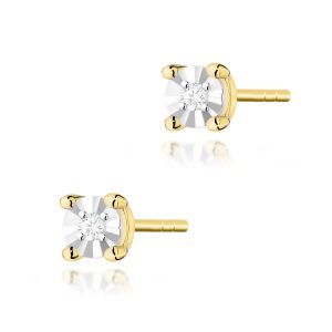 Kolczyki K0058 Diament 2 x 0,01ct żółte złoto