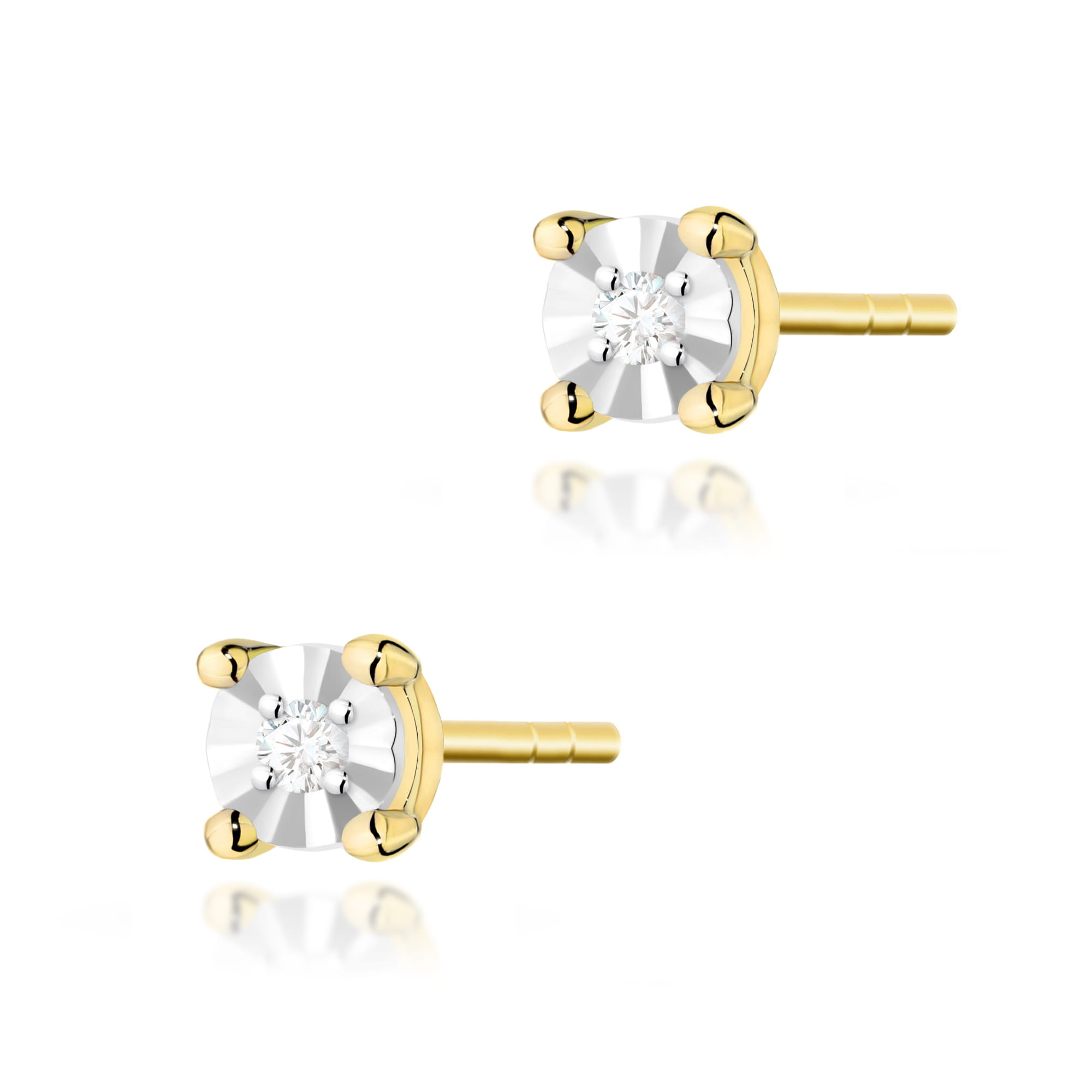 Kolczyki K0058 Diament 2 x 0,01ct żółte złoto