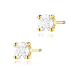 Kolczyki K0058 Diament 2 x 0,03ct żółte złoto sztyft zakręcany