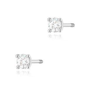 Kolczyki K0066 Diament 2 x 0,04ct białe złoto sztyft zakręcany