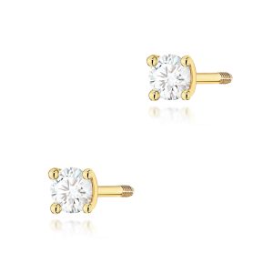 Kolczyki K0066 Diament 2 x 0,04ct żółte złoto sztyft zakręcany