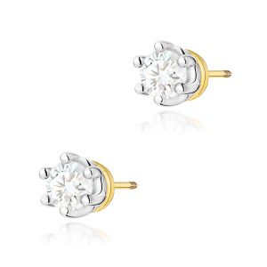 Kolczyki K0068 Diament 2 x 0,15ct żółte złoto sztyft zakręcany