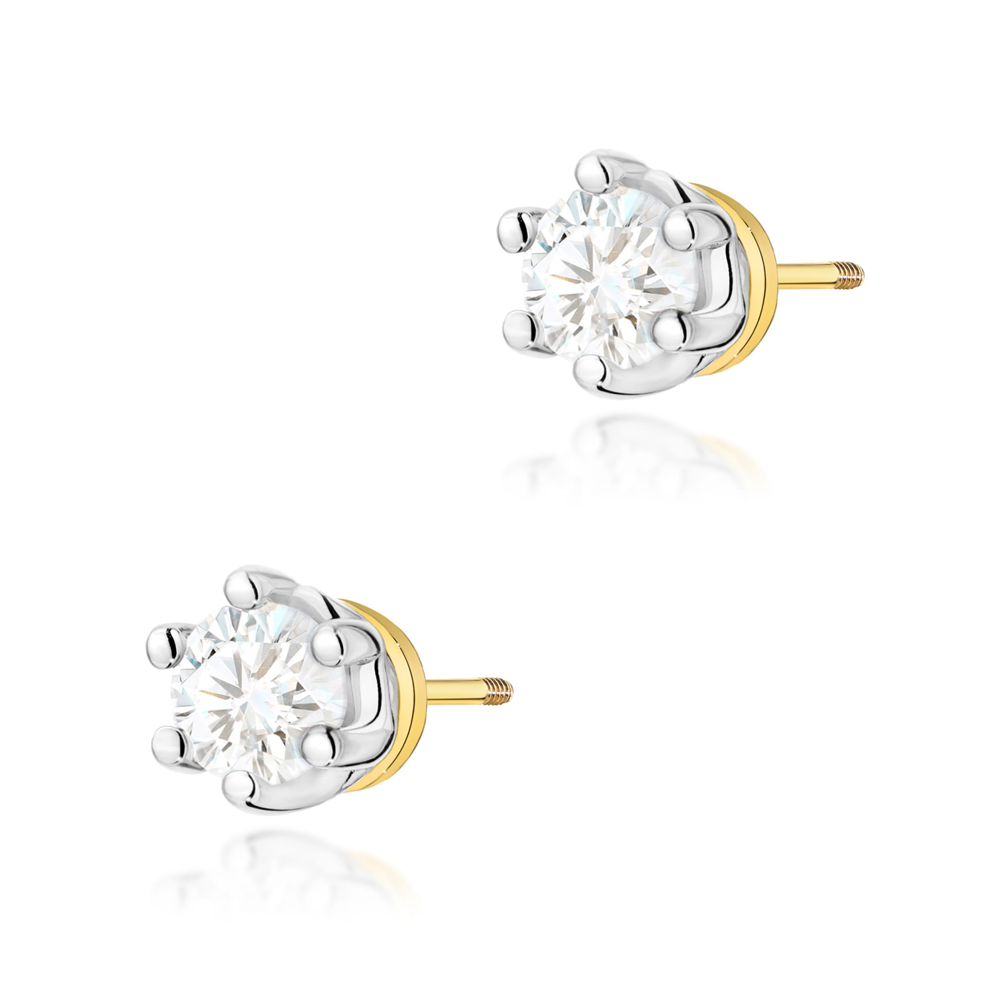 Kolczyki K0068 Diament 2 x 0,15ct żółte złoto sztyft zakręcany