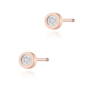 Kolczyki K0071 Diament 2 x 0,0145ct różowe złoto sztyft zakręcany