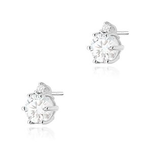 Kolczyki K0076 Biały Szafir 2 x 0,60ct białe złoto