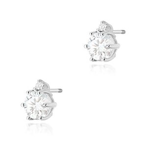 Kolczyki K0076 Biały Szafir 2 x 0,50ct białe złoto sztyft zakręcany
