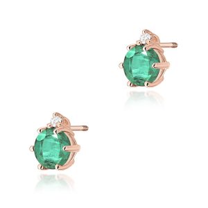 Kolczyki K0076 Szmaragd 2 x 0,50ct różowe złoto sztyft zakręcany
