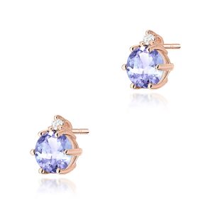 Kolczyki K0076 Tanzanit 2 x 0,50ct różowe złoto
