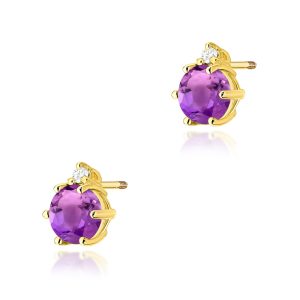 Kolczyki K0076 Ametyst 2 x 0,50ct żółte złoto sztyft zakręcany
