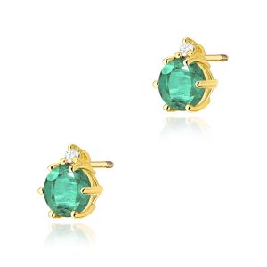 Kolczyki K0076 Szmaragd 2 x 0,50ct żółte złoto sztyft zakręcany