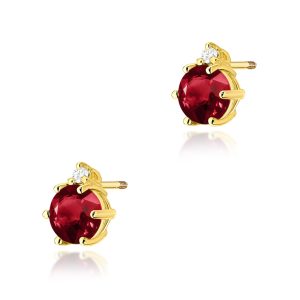 Kolczyki K0076 Granat 2 x 0,60ct żółte złoto sztyft zakręcany