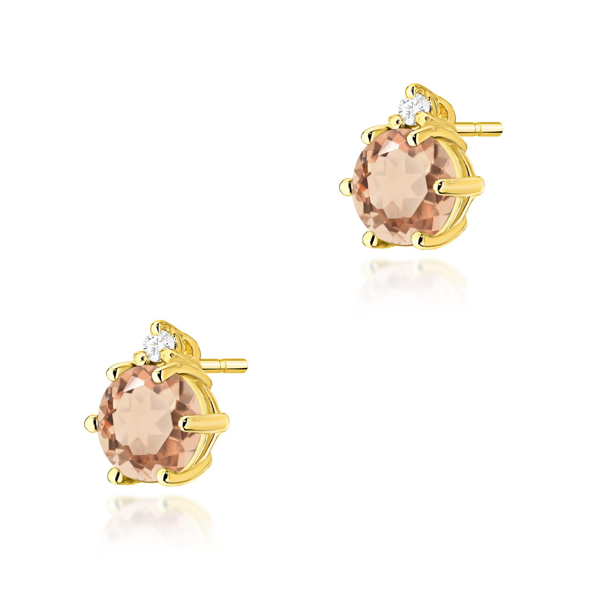 Kolczyki K0076 Morganit 2 x 0,40ct żółte złoto