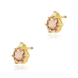 Kolczyki K0076 Morganit 2 x 0,40ct żółte złoto sztyft zakręcany