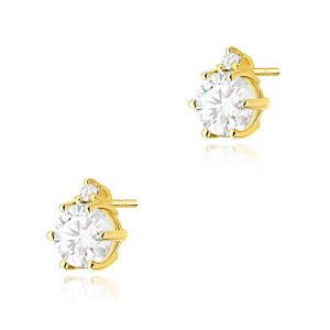 Kolczyki K0076 Biały Szafir 2 x 0,50ct żółte złoto