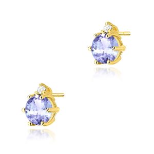 Kolczyki K0076 Tanzanit 2 x 0,50ct żółte złoto