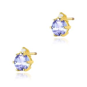 Kolczyki K0076 Tanzanit 2 x 0,50ct żółte złoto sztyft zakręcany