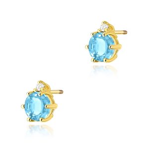 Kolczyki K0076 Topaz 2 x 0,50ct żółte złoto sztyft zakręcany