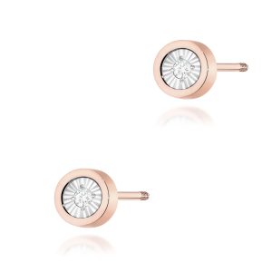 Kolczyki K0081 Diament 2 x 0,08ct różowe złoto sztyft zakręcany