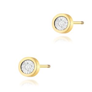 Kolczyki K0081 Diament 2 x 0,08ct żółte złoto sztyft zakręcany