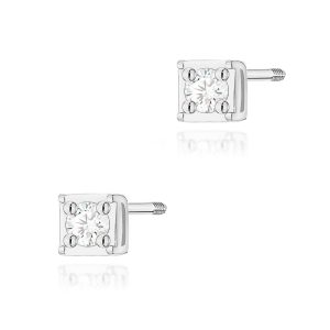 Kolczyki K0581 Diament 2 x 0,03ct białe złoto sztyft zakręcany