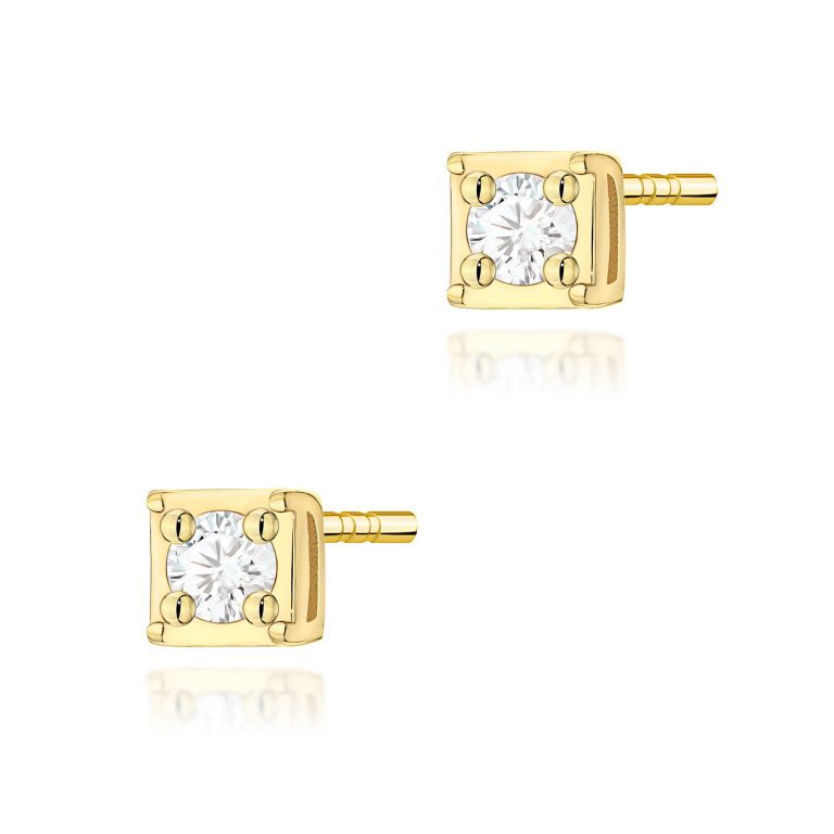 Kolczyki K0581 Diament 2 x 0,03ct żółte złoto