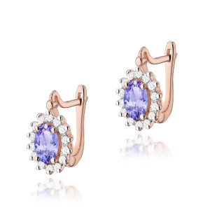 Kolczyki K0182 Tanzanit 2 x 0,40ct różowe złoto