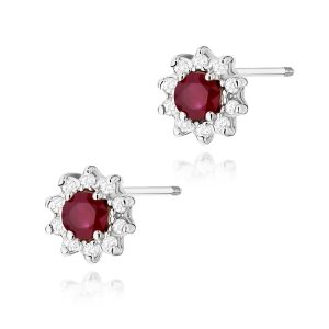 Kolczyki K0185 Rubin 2 x 0,15ct białe złoto sztyft zakręcany