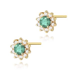 Kolczyki K0185 Szmaragd 2 x 0,15ct żółte złoto