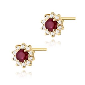 Kolczyki K0185 Rubin 2 x 0,15ct żółte złoto