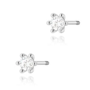 Kolczyki K0222 Diament 2 x 0,10ct białe złoto sztyft zakręcany