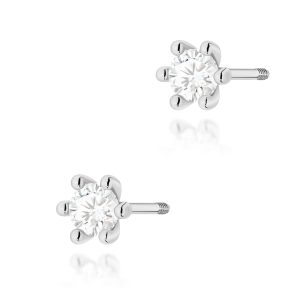 Kolczyki K0222 Diament 2 x 0,15ct białe złoto sztyft zakręcany