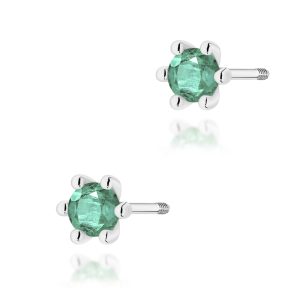 Kolczyki K0222 Szmaragd 2 x 0,15ct białe złoto sztyft zakręcany