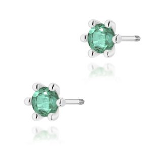 Kolczyki K0222 Szmaragd 2 x 0,30ct białe złoto sztyft zakręcany